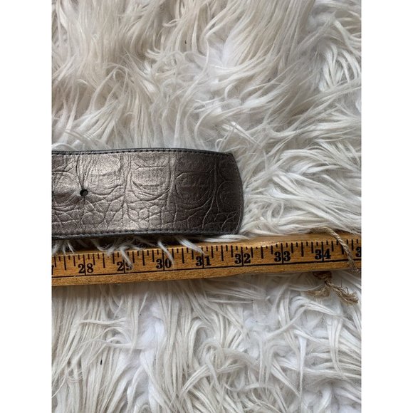 Women’s Leather belt metallic gray silver big buckle gems sparkle chunky - Picture 7 of 7